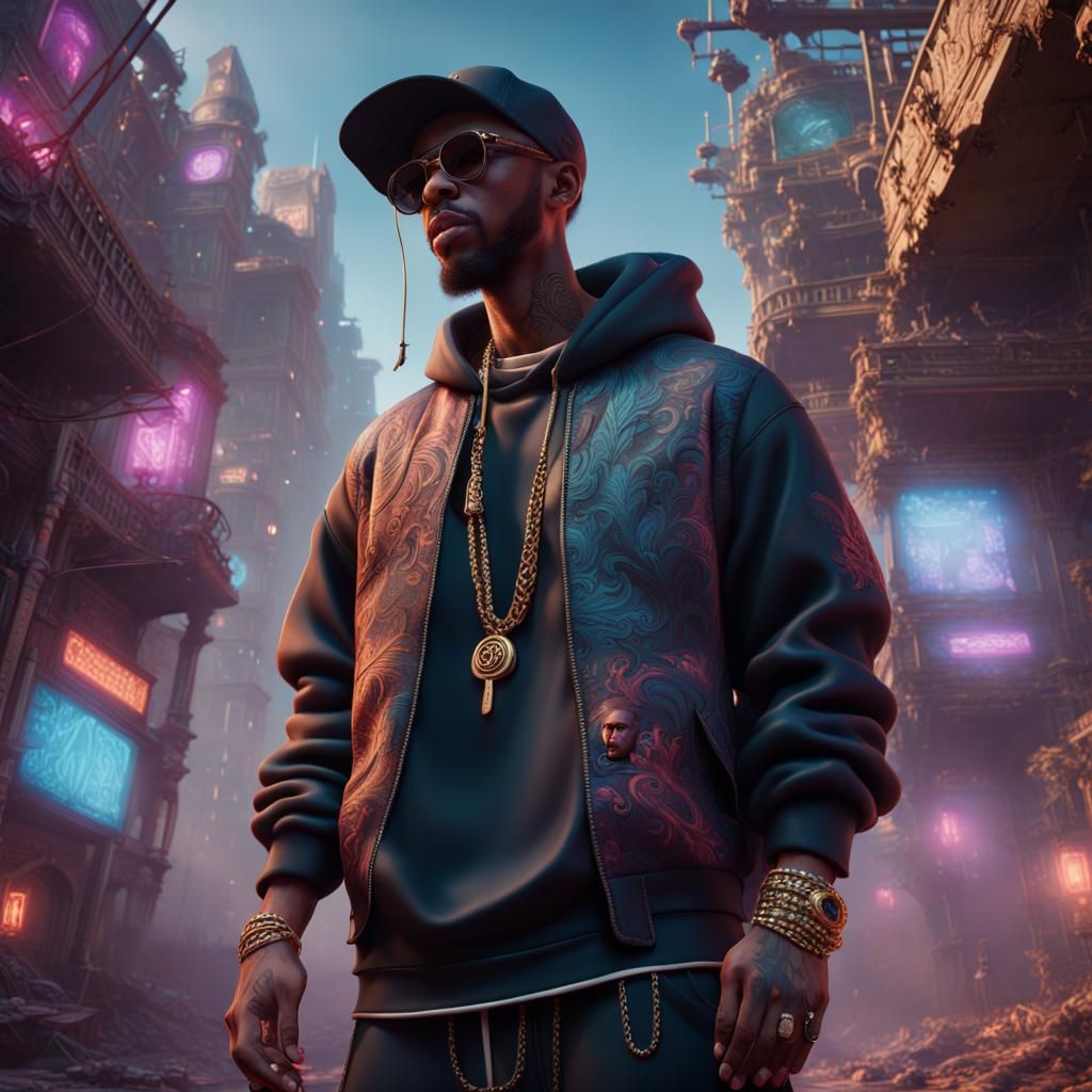 Detailed Matte Painting of a Rapper