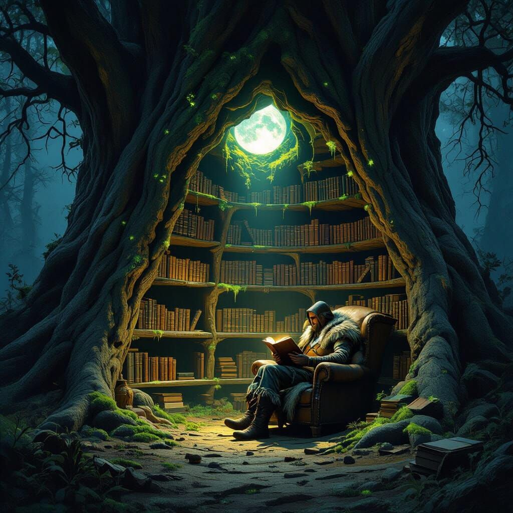 Hunter's Library in Ancient Tree: Dark Fantasy