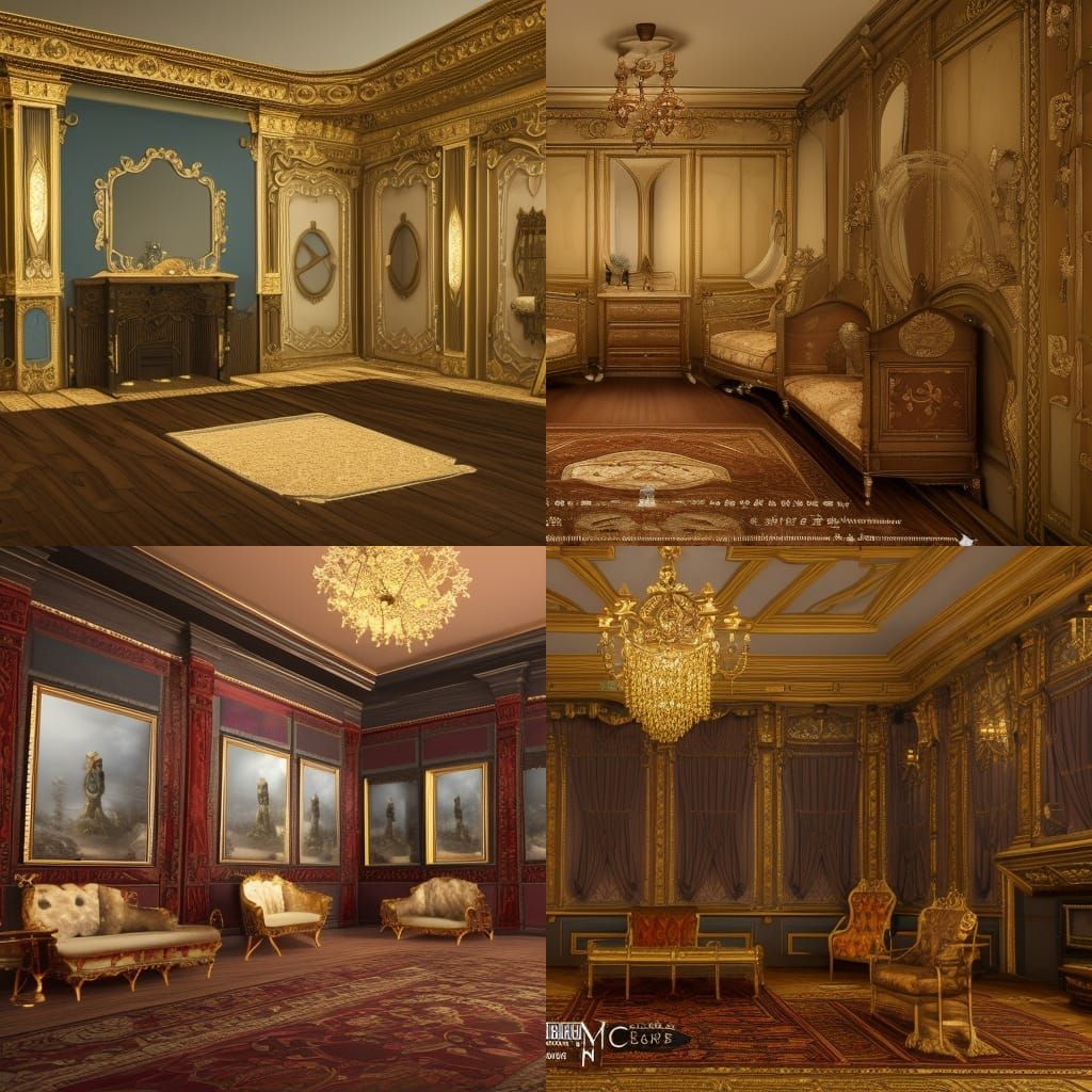 Victorian Luxury Hall Furniture in Detailed Matte Painting