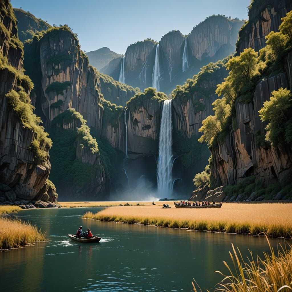 Peaceful Rocky Outcrop Overlooking Serene River Landscape