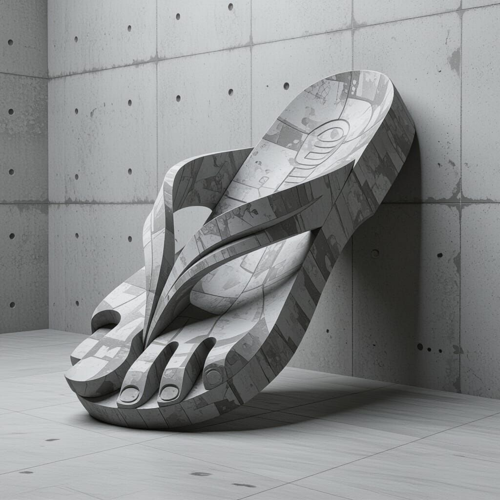 Surreal Concrete Flip-Flop Sculpture