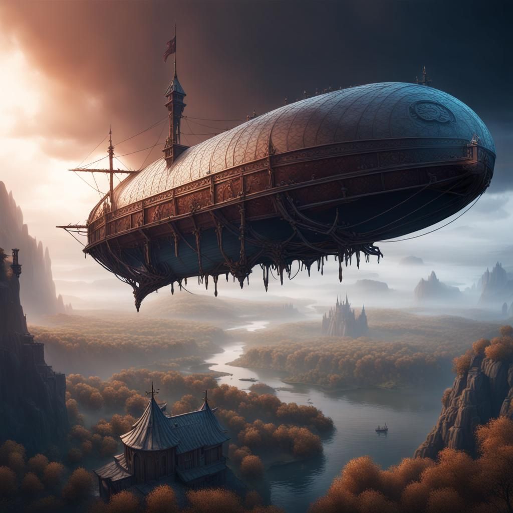 Fantastical Medieval Blimp Concept Art