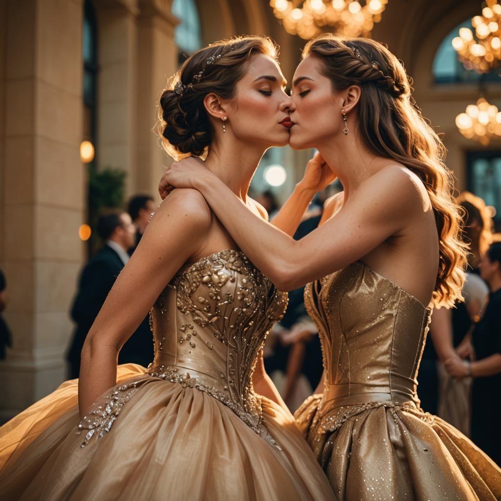 Elegant Kiss: Fashion Photography in Annie Leibovitz Style
