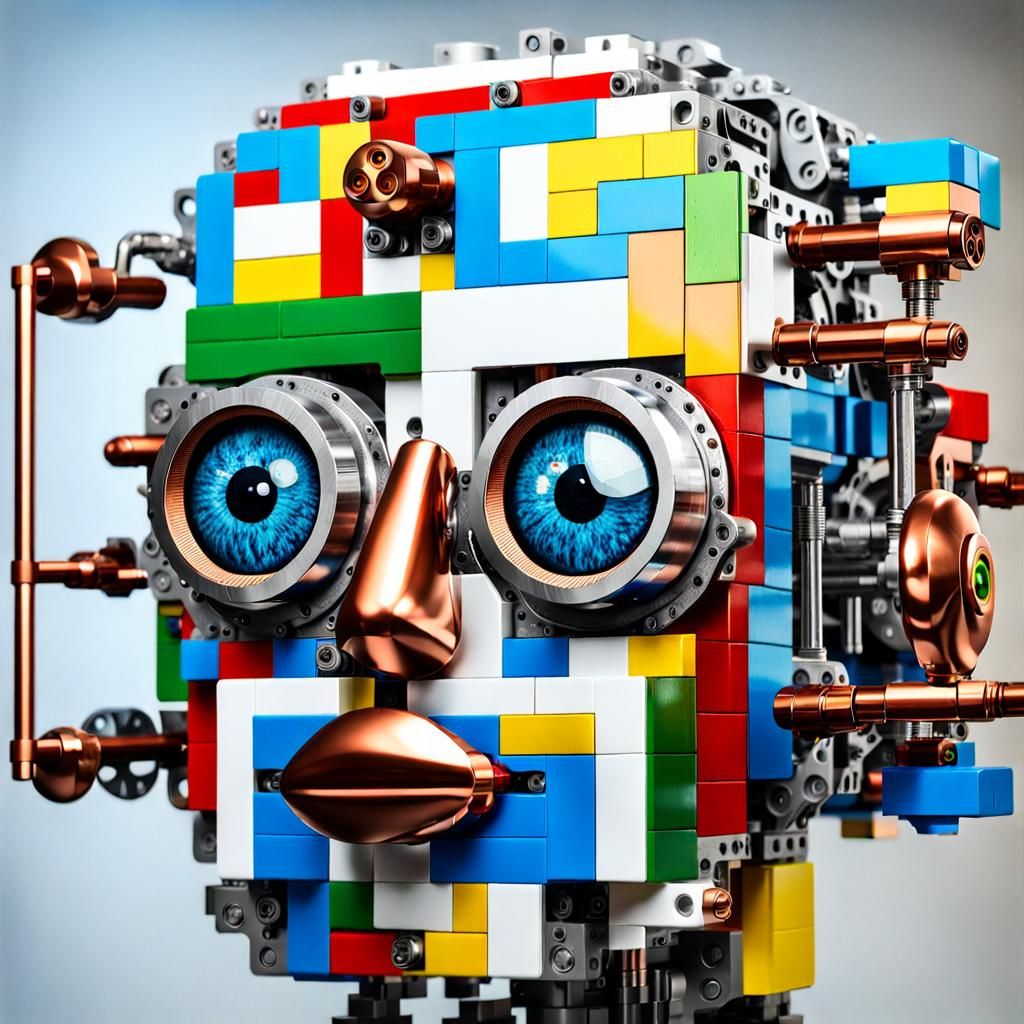 Steampunk Cyborg Head Dissection With Human Eyes