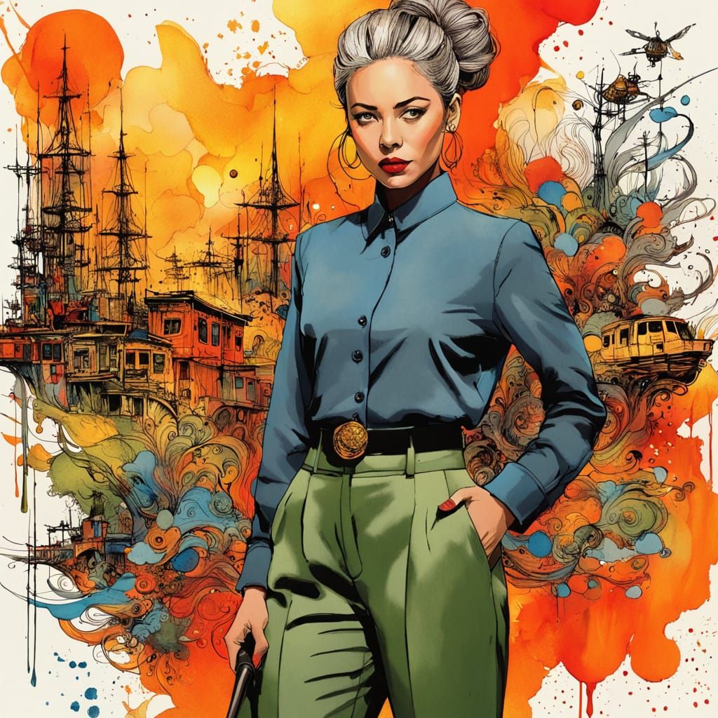 Elegant Office Administrator Amidst Fiery Office In Dynamic ...