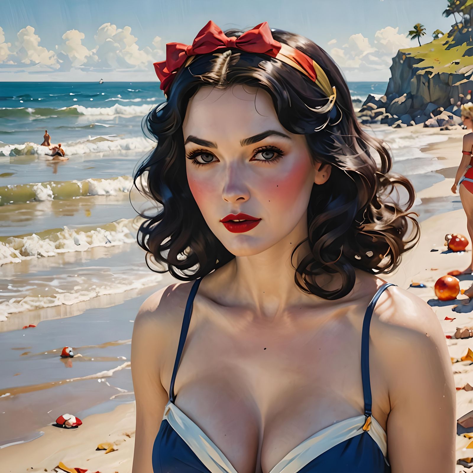 Snow White's Beach Day: A Pin-Up Portrait