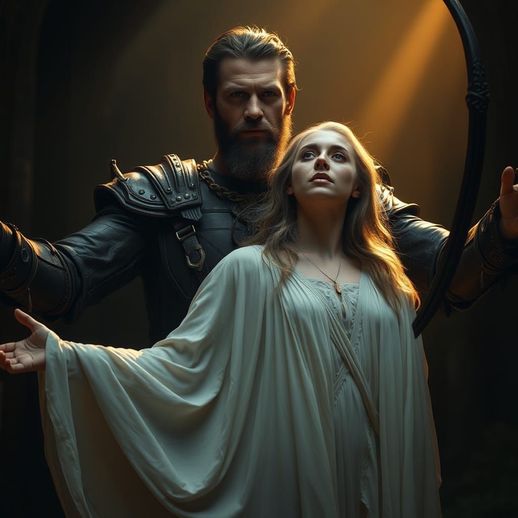 Heroic Protector in Dark Fantasy Style