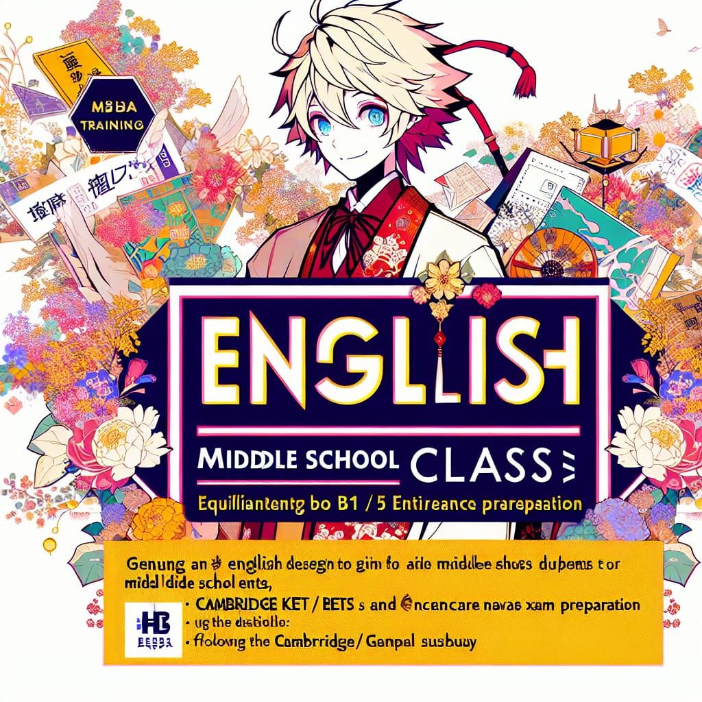 Japanese-Style Anime Illustration for English Course Success