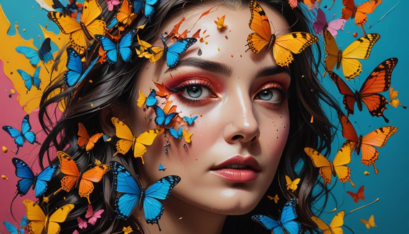 Surrealistic Dali-Inspired World Teeming with Vibrant Butter...
