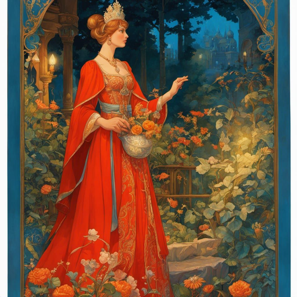 Cinderella in Traditional Russian Folk Art Style