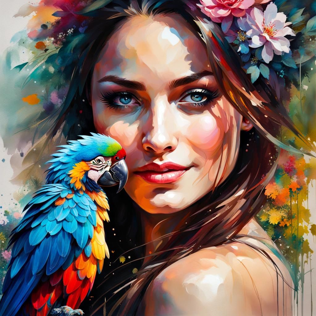 Heartfelt connection between a woman and her macaw❤️❤️❤️