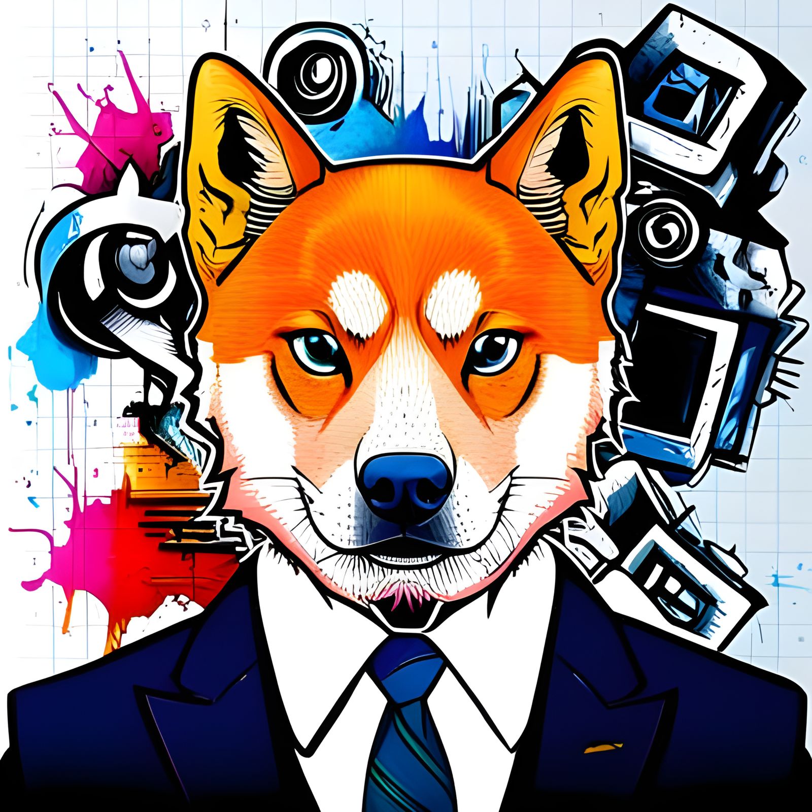 Shiba Inu Businessman in Graffiti Art Style