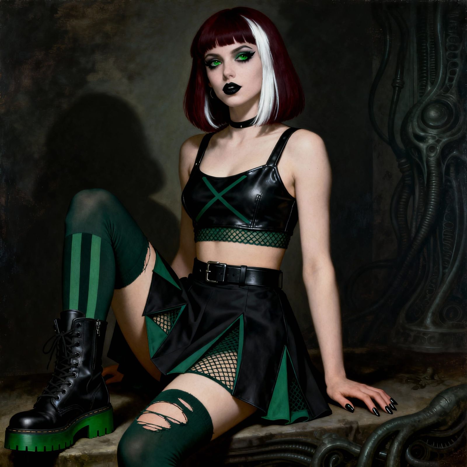 Goth Woman Portrait in Comic Book Style