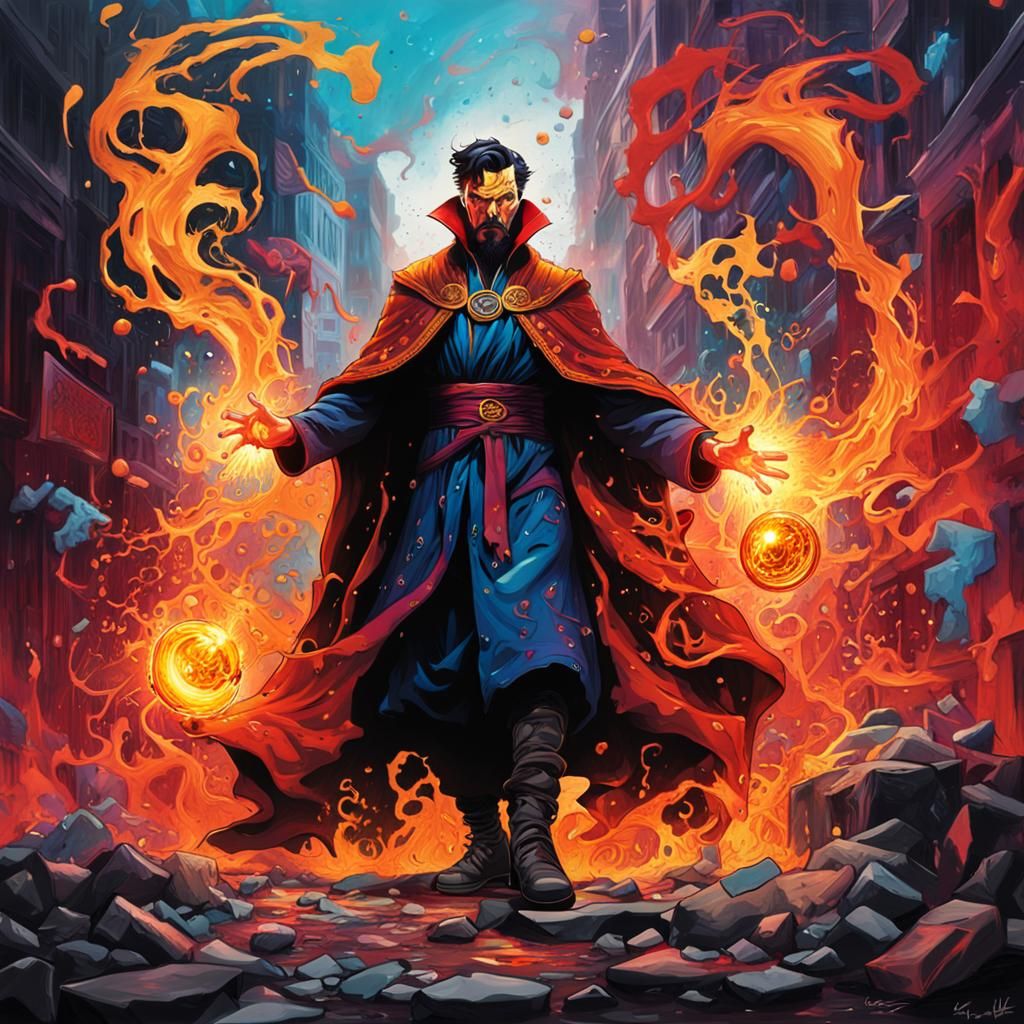 Evil Doctor Strange in Hell: Graffiti Art