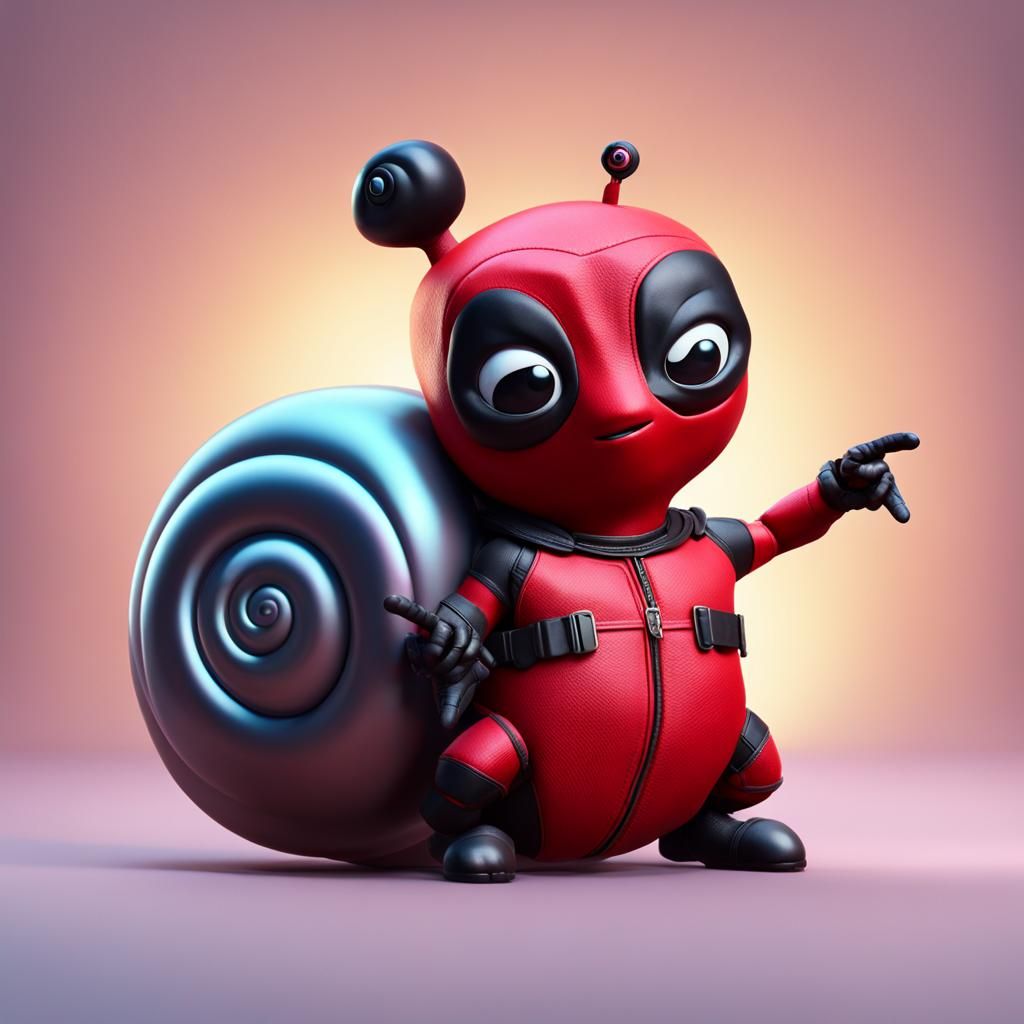 Deadpool and Gary Snail Fusion: Pixar-Style 3D Art
