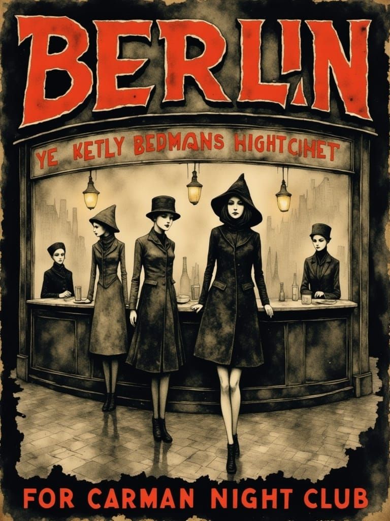 Dramatic Berlin Cabaret Poster in Art Deco Style