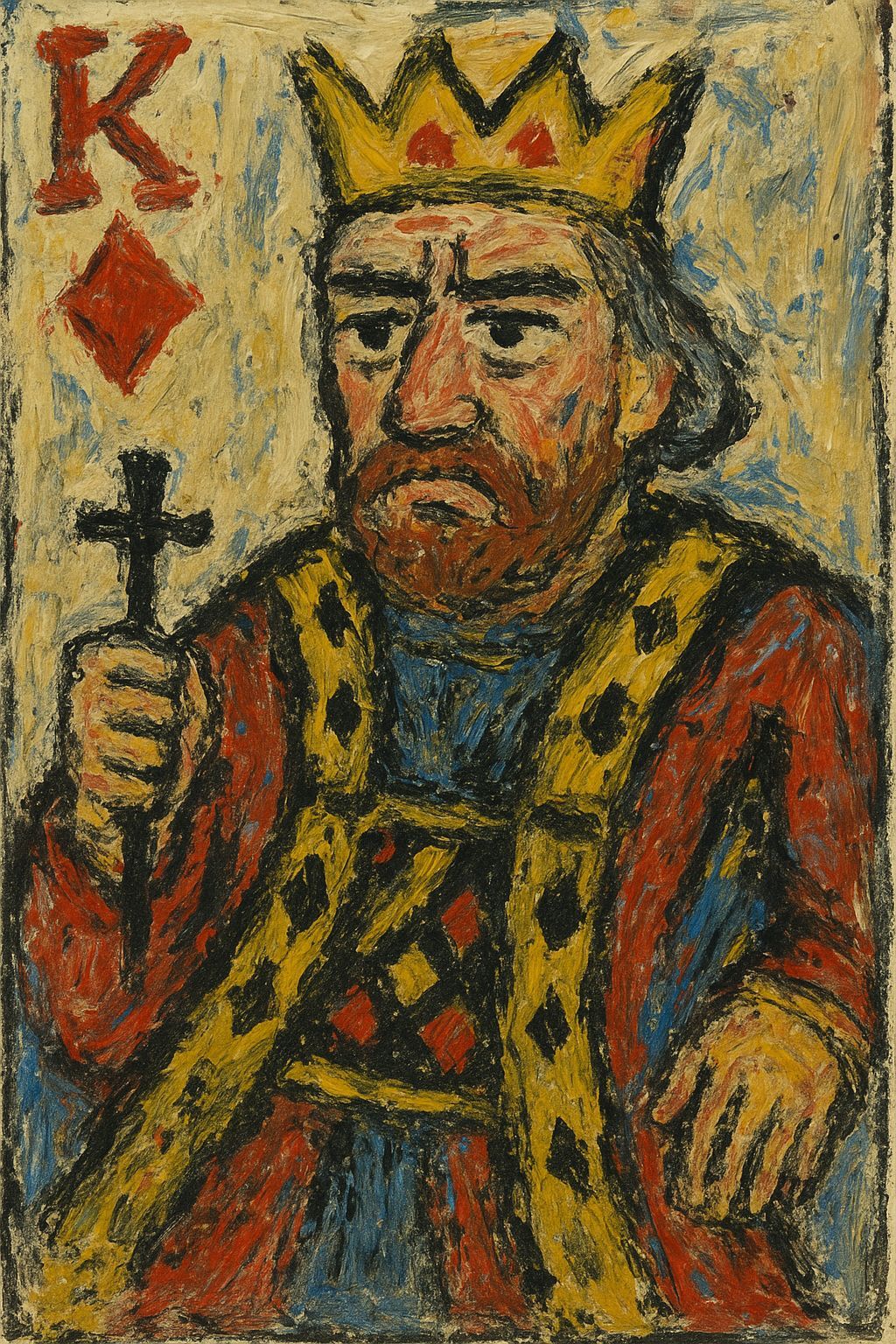 Poorly Drawn King of Diamonds Portrait