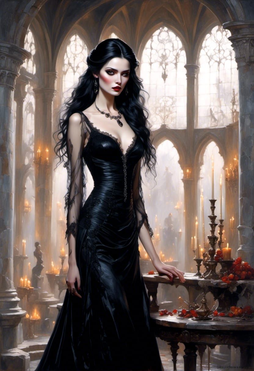 Vampire Vixen in Gothic Horrorcore Style