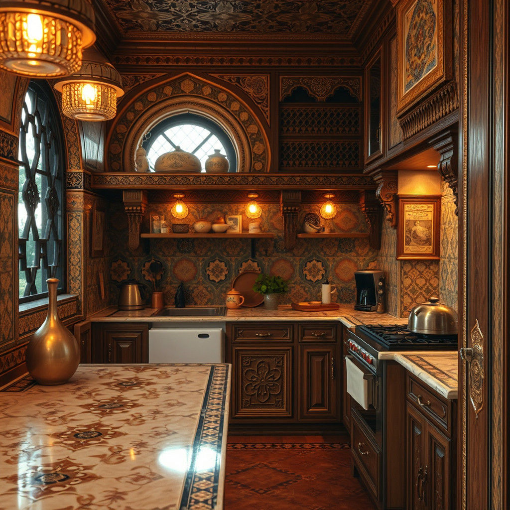 Intimate Arabian Kitchen with Ornate Details