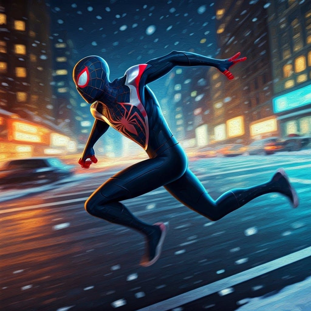 Miles Morales Spider-Man in Snowy City Sprint