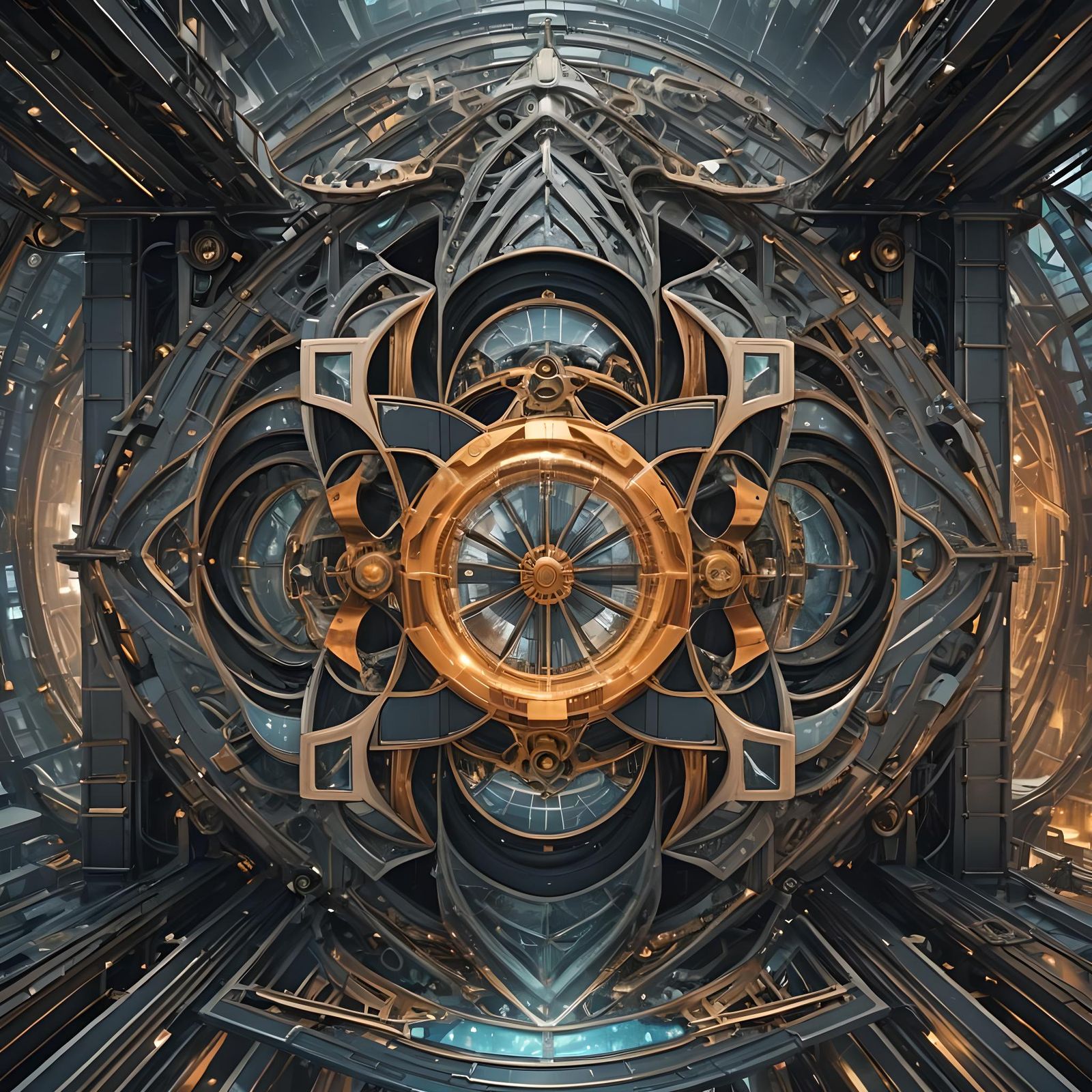 Futuristic Steampunk Cityscape with Intricate Design