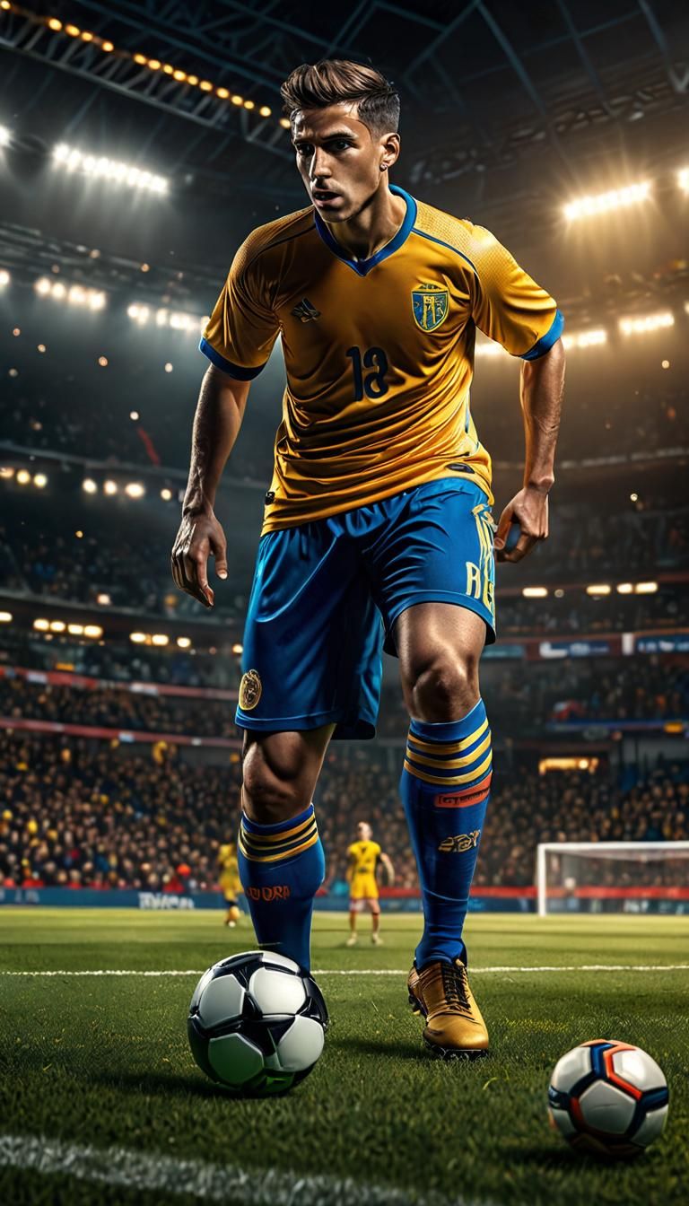 Intense Soccer Penalty Kick in Digital Art Style