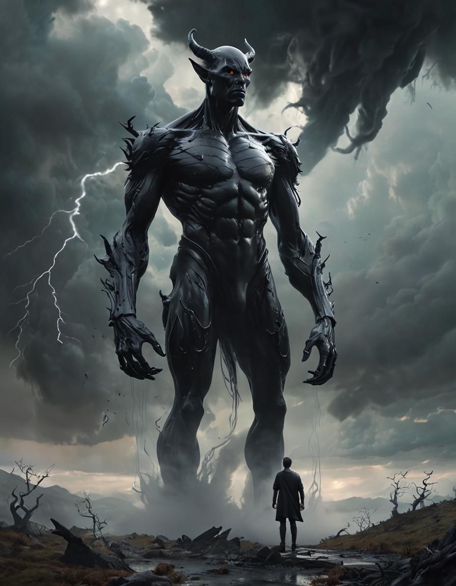 Colossal Porcelain Semi-Humanoid in Mystical Landscape