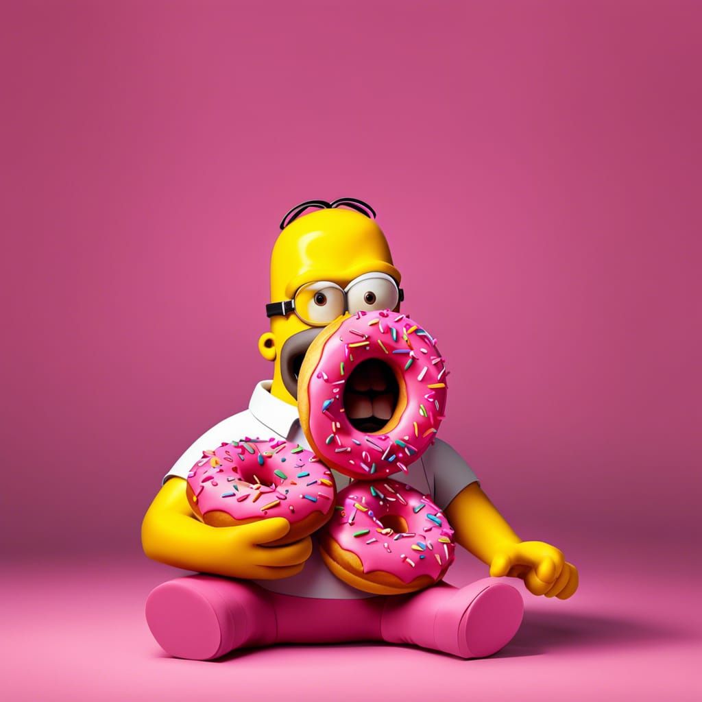 Big teeth Hominion eats donut