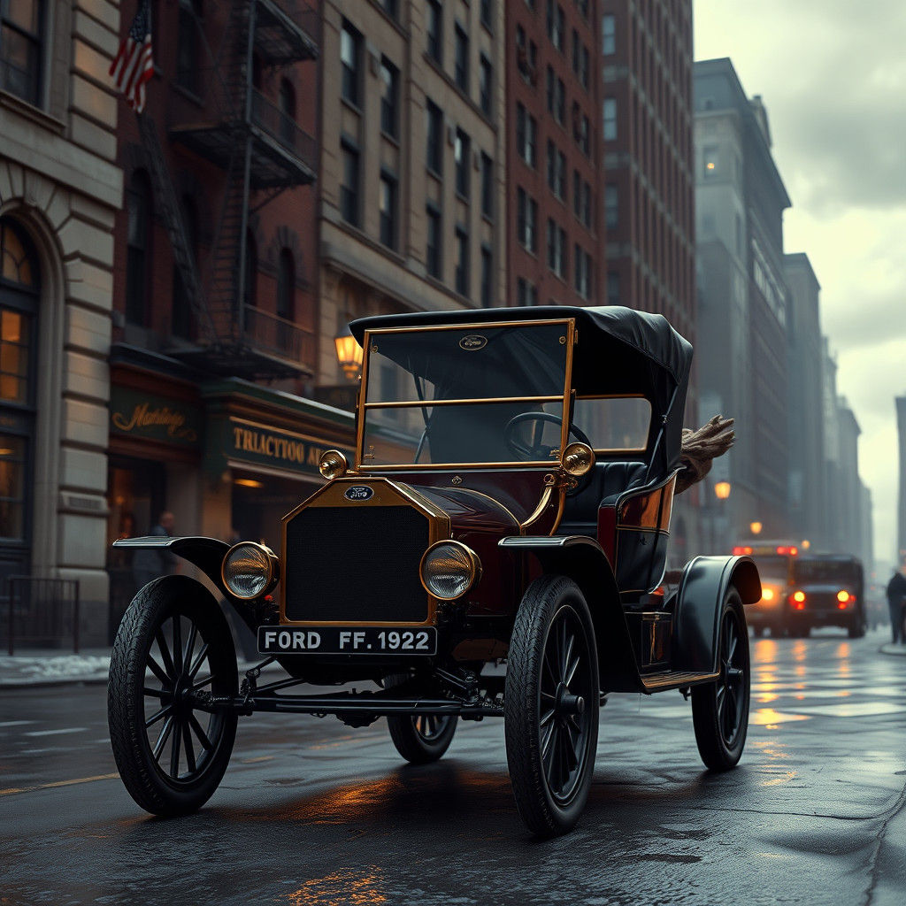 Ford Model T on a 1910s New York Street