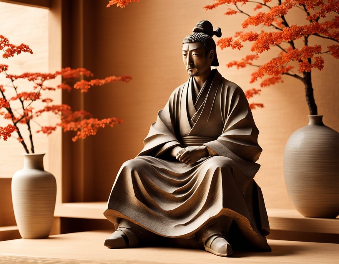 Serene Samurai in Traditional Japanese Aesthetic