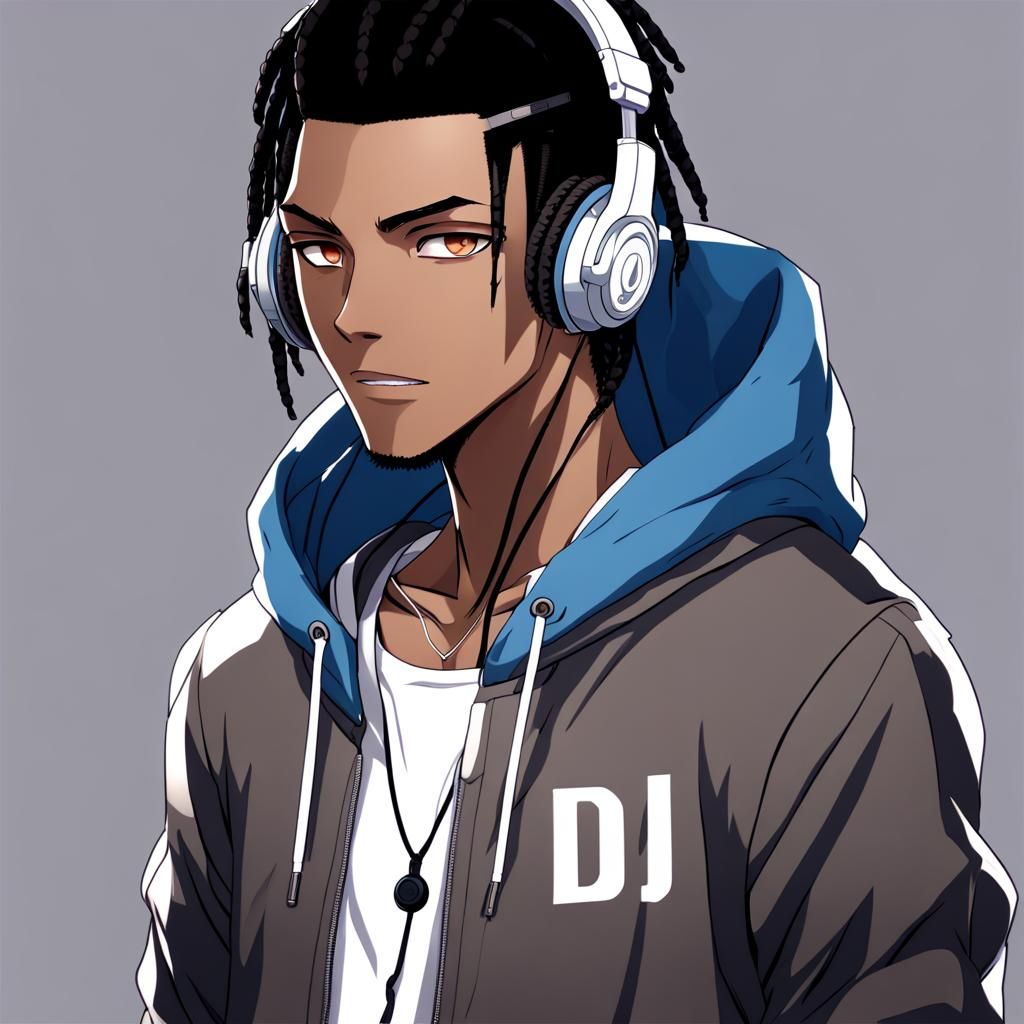 Anime Style Portrait of a DJ with Braids