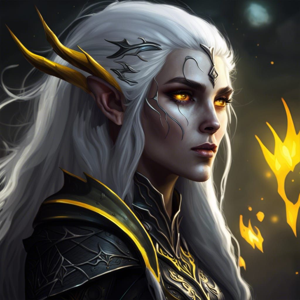 Detailed Elf with Glowing Eyes Fantasy Concept Art
