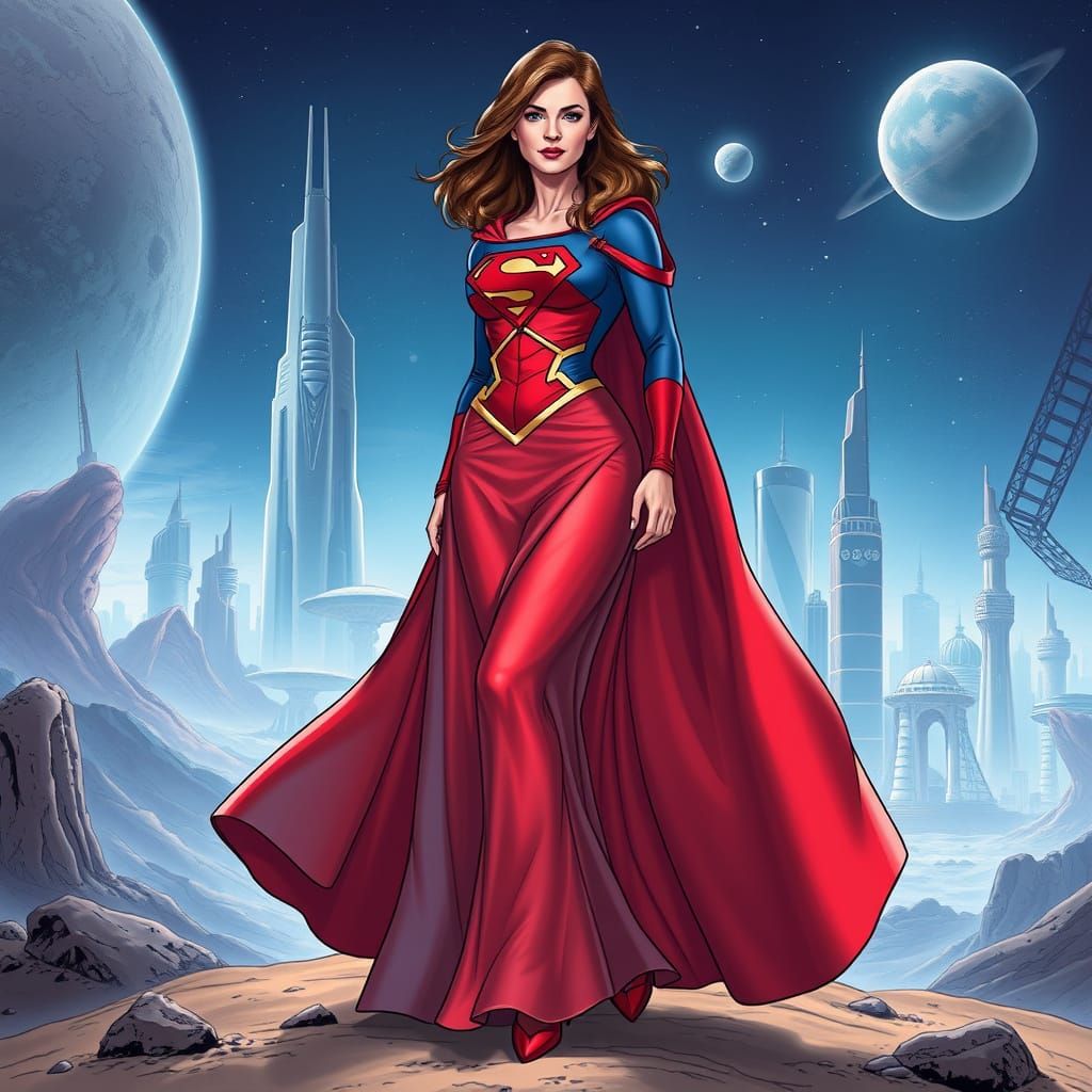 Lois Lane in a Regal Kryptonian Gown on a Distant Planet