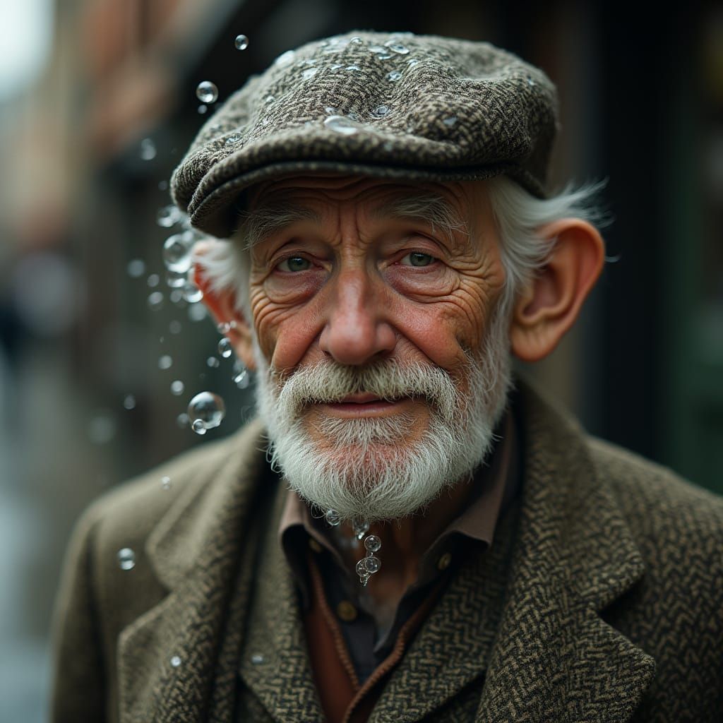 Hyper-Real Photo of Old Man with Bubbles