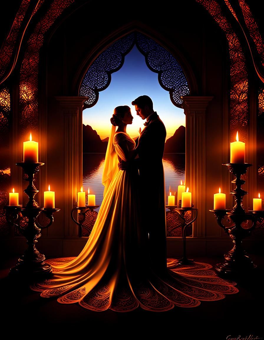 Candlelit Scene Wedding Night Romance