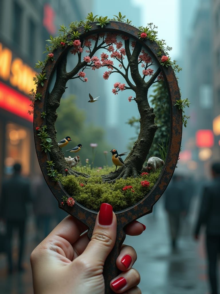 Enchanted Forest Revealed in Hand Mirror