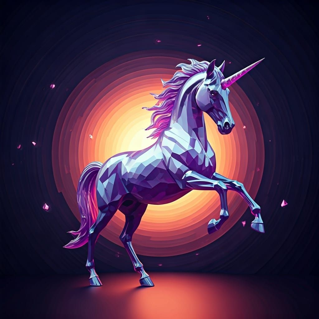 Amethyst Crystal Unicorn in Geometric Abstract Style