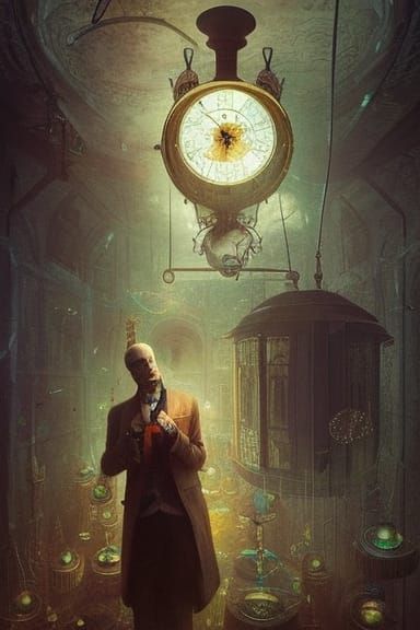 Time Traveler Enters Portal in Grandfather Clock