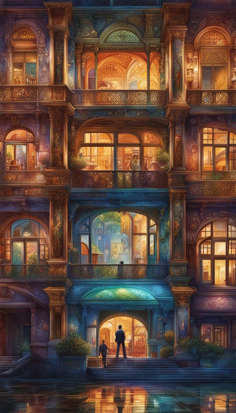 Hyperrealistic Architectural Marvel with Dramatic Lighting