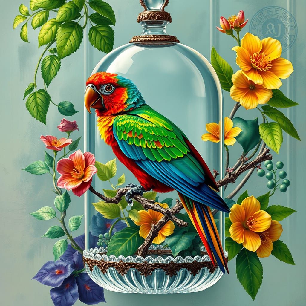 Exotic Bird in Antique Crystal