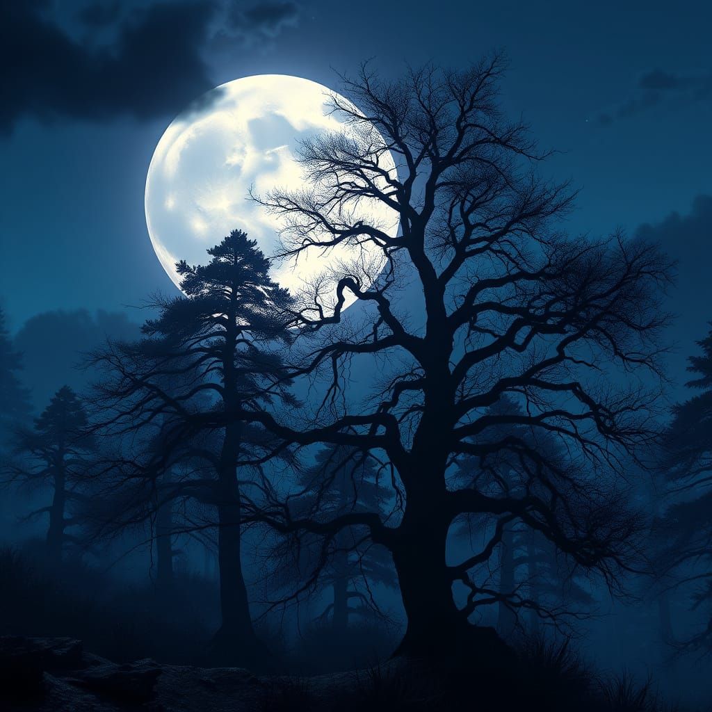 Moonlit Fantasy Scene in a Digital Matte Painting Style