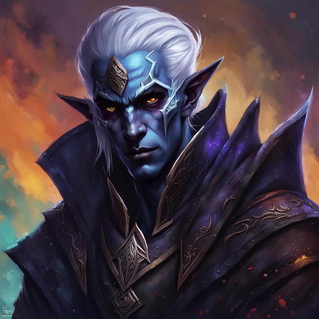 Detailed Dark Elf Male in Dark Fantasy Style