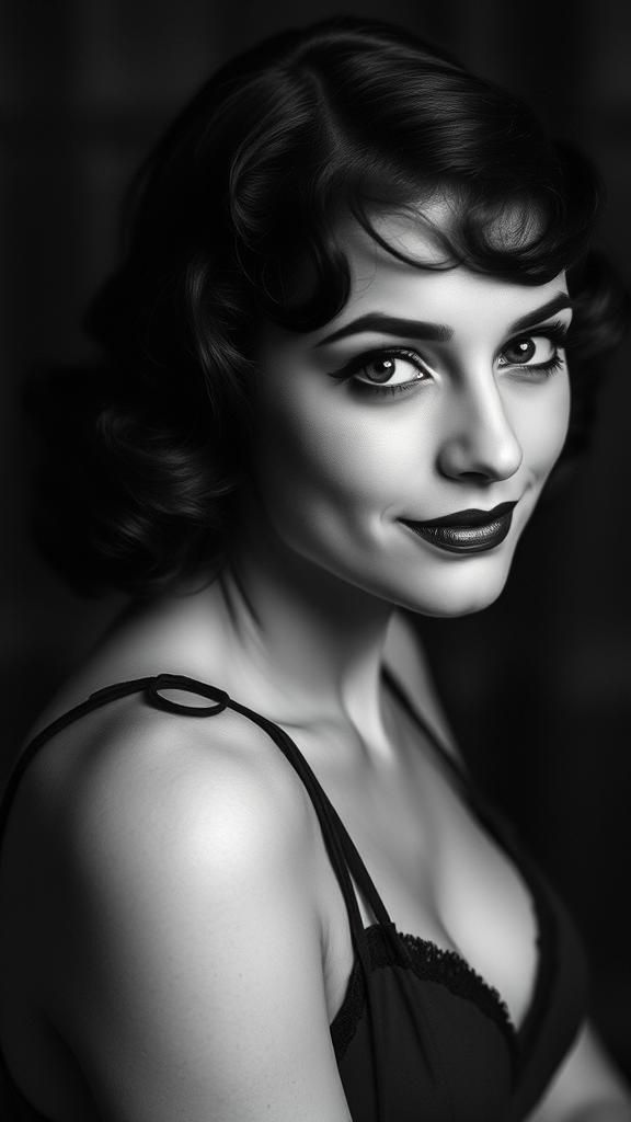 1920s Pin-Up Woman in Black and White