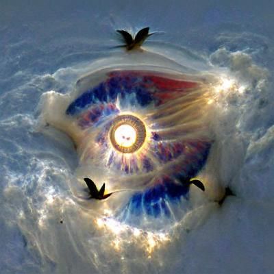 Celestial Eyeball Surrounded by Divine Wings