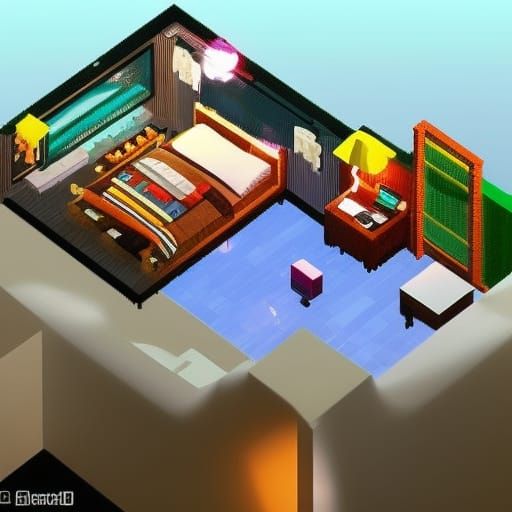 Detailed Isometric Bedroom