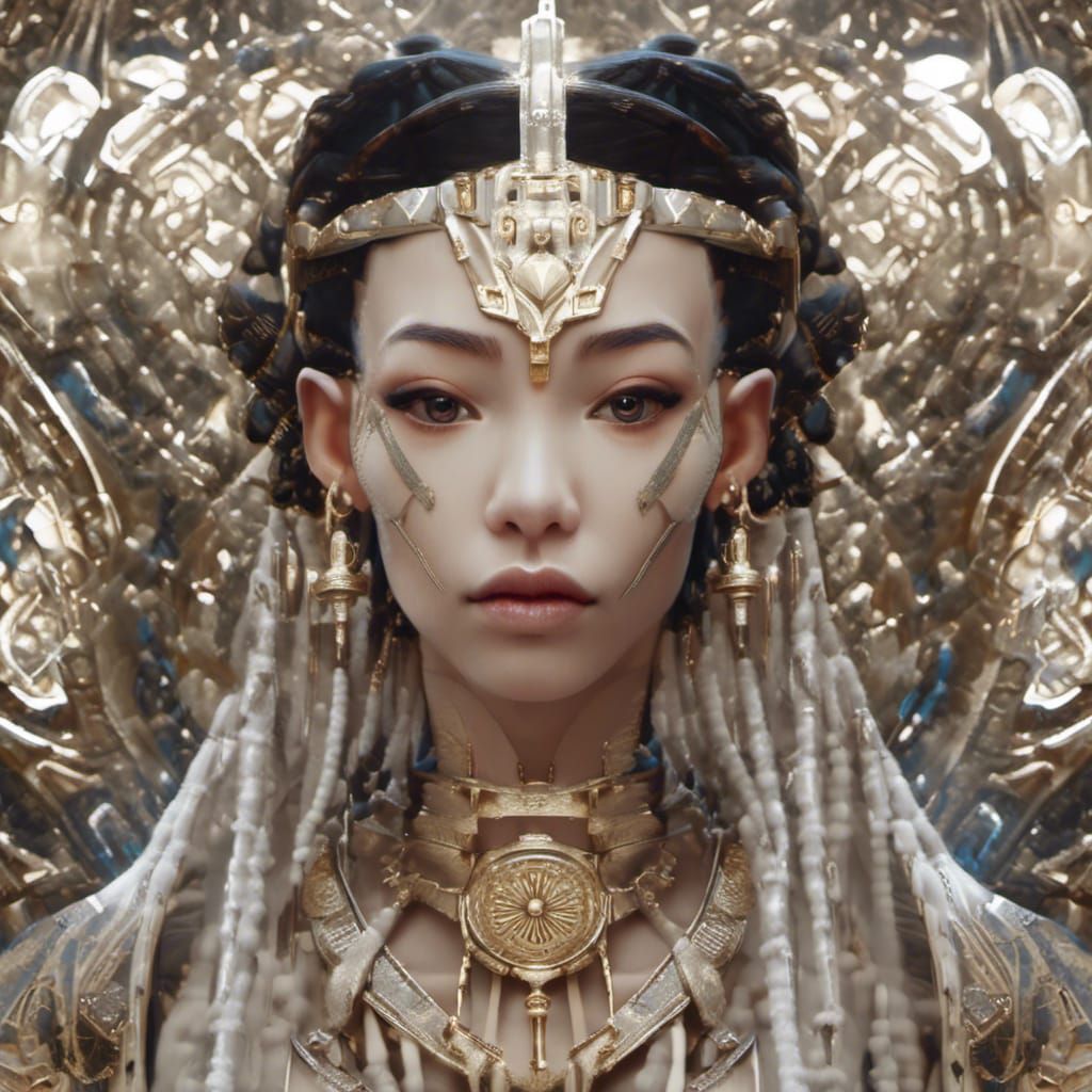 Hyperrealistic Cassiopeian Humanoid with Glowing Armor