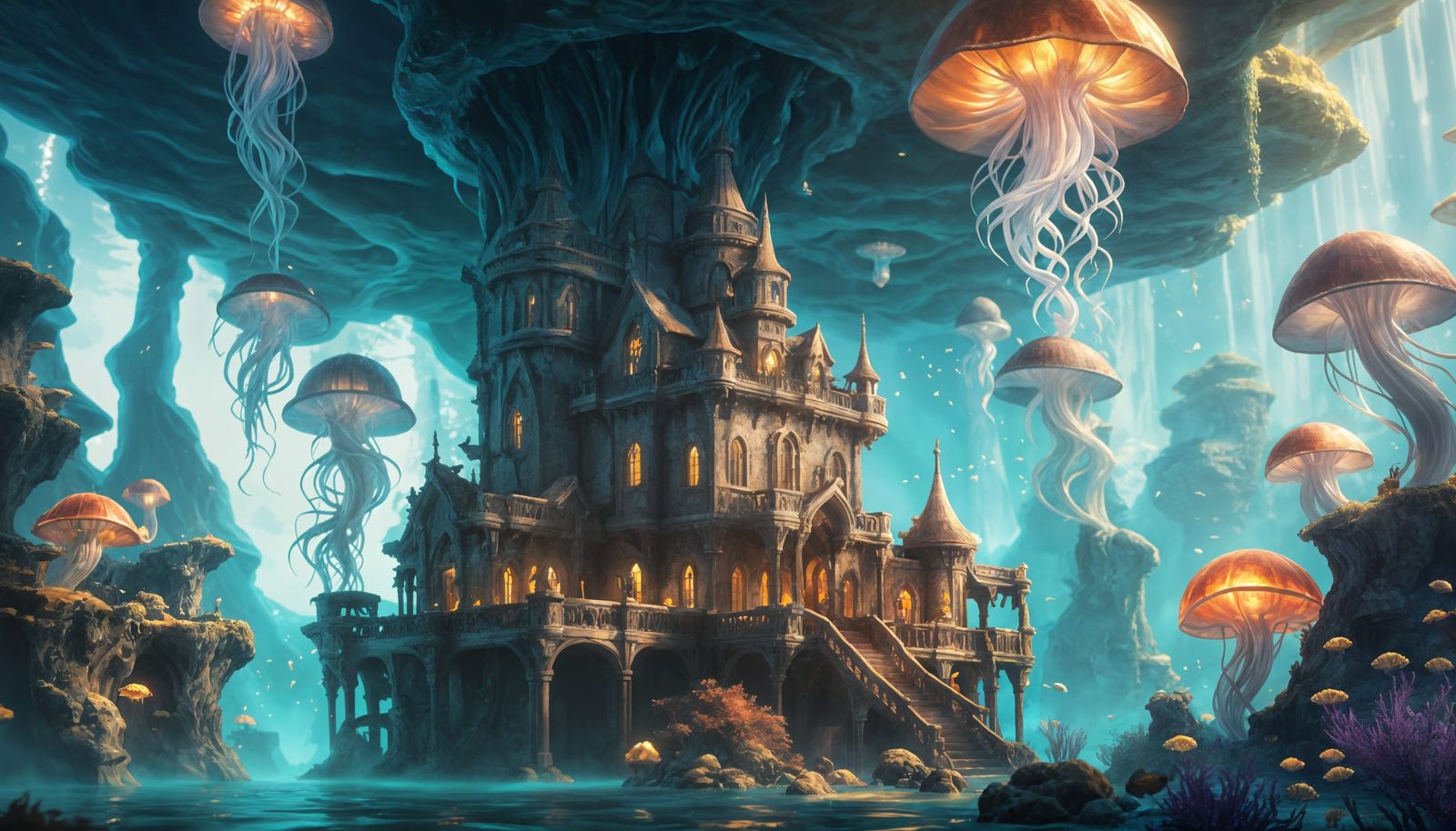 Atlantis: Underwater Manor in Vibrant Colors