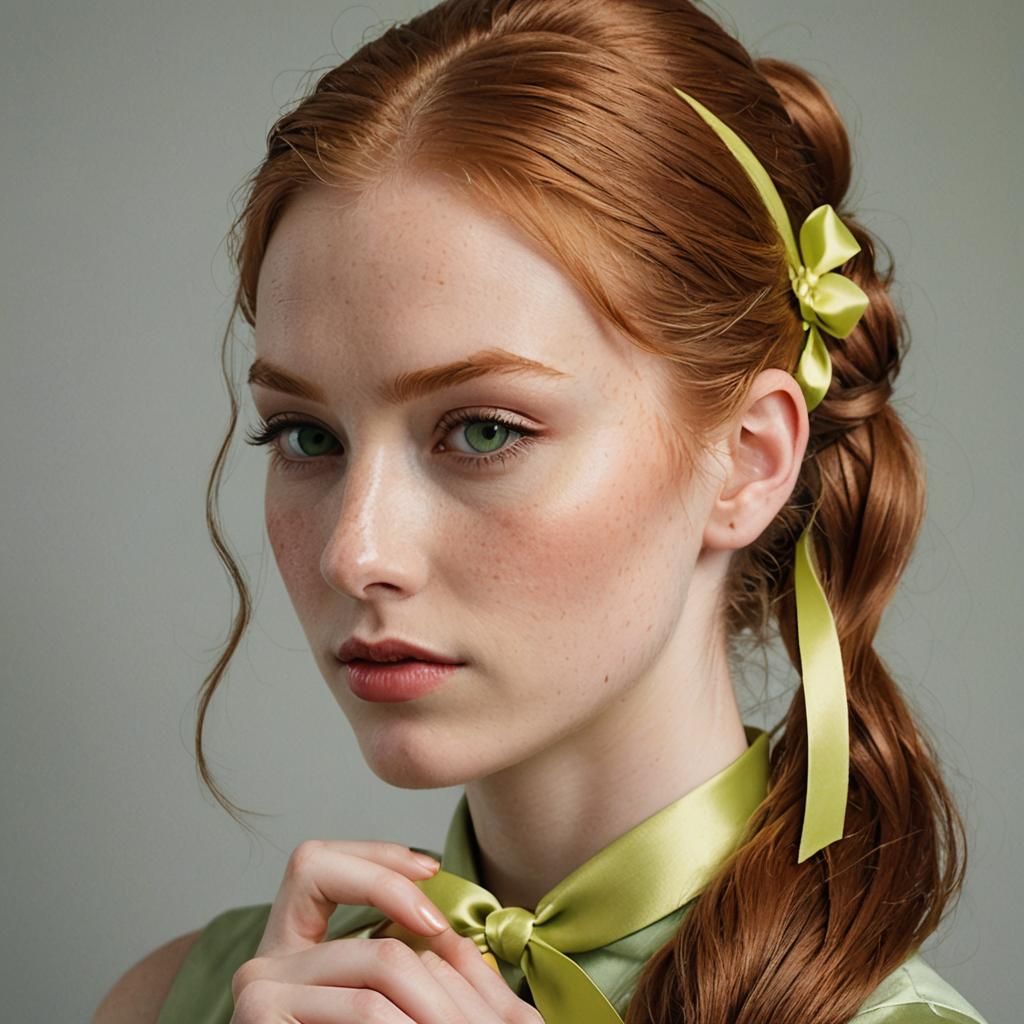 Ginger Haired Girl Portrait in Hyperdetailed Style