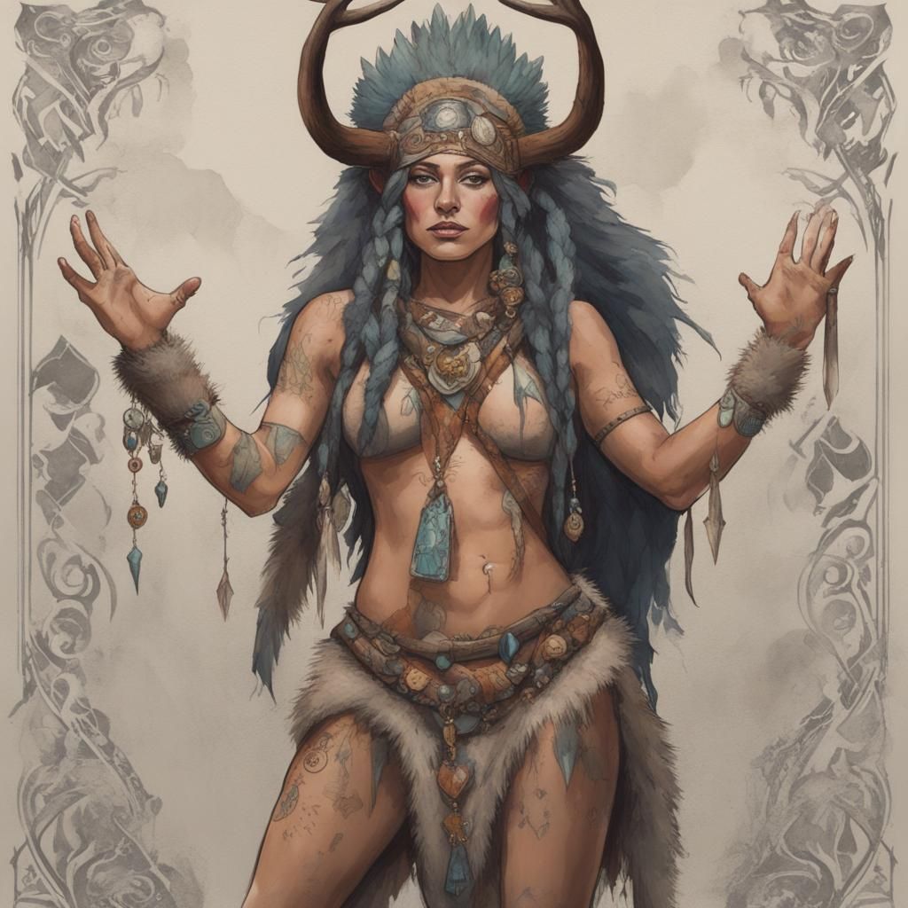 Pictish Priestess Portrait in Fantasy Art Style