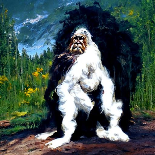 Sasquatch in Forest, Oil Painting by Gurney